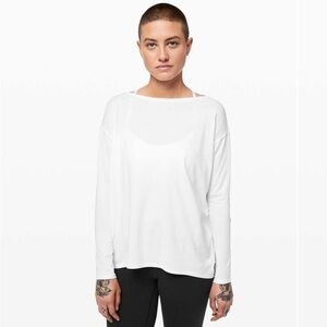 Lululemon Back In Action High Low Hem T shirt Top White SZ 12